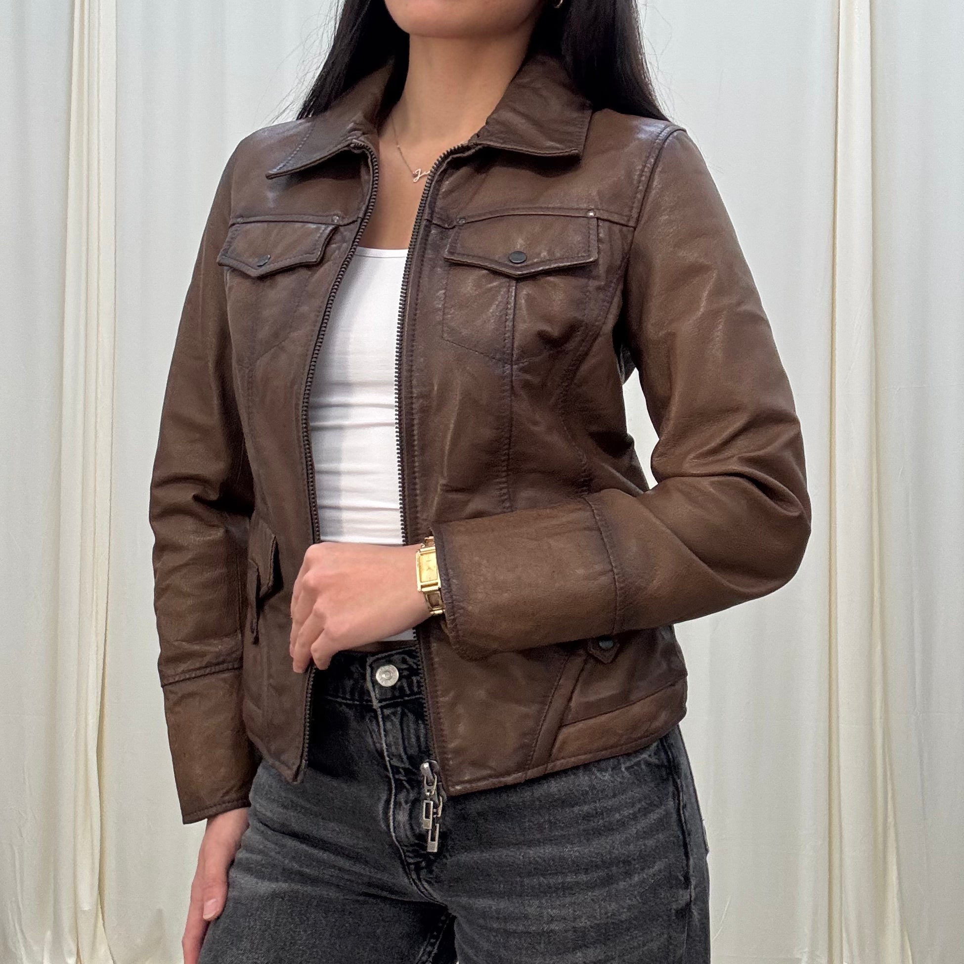 Vintage Aviator Leather Jacket